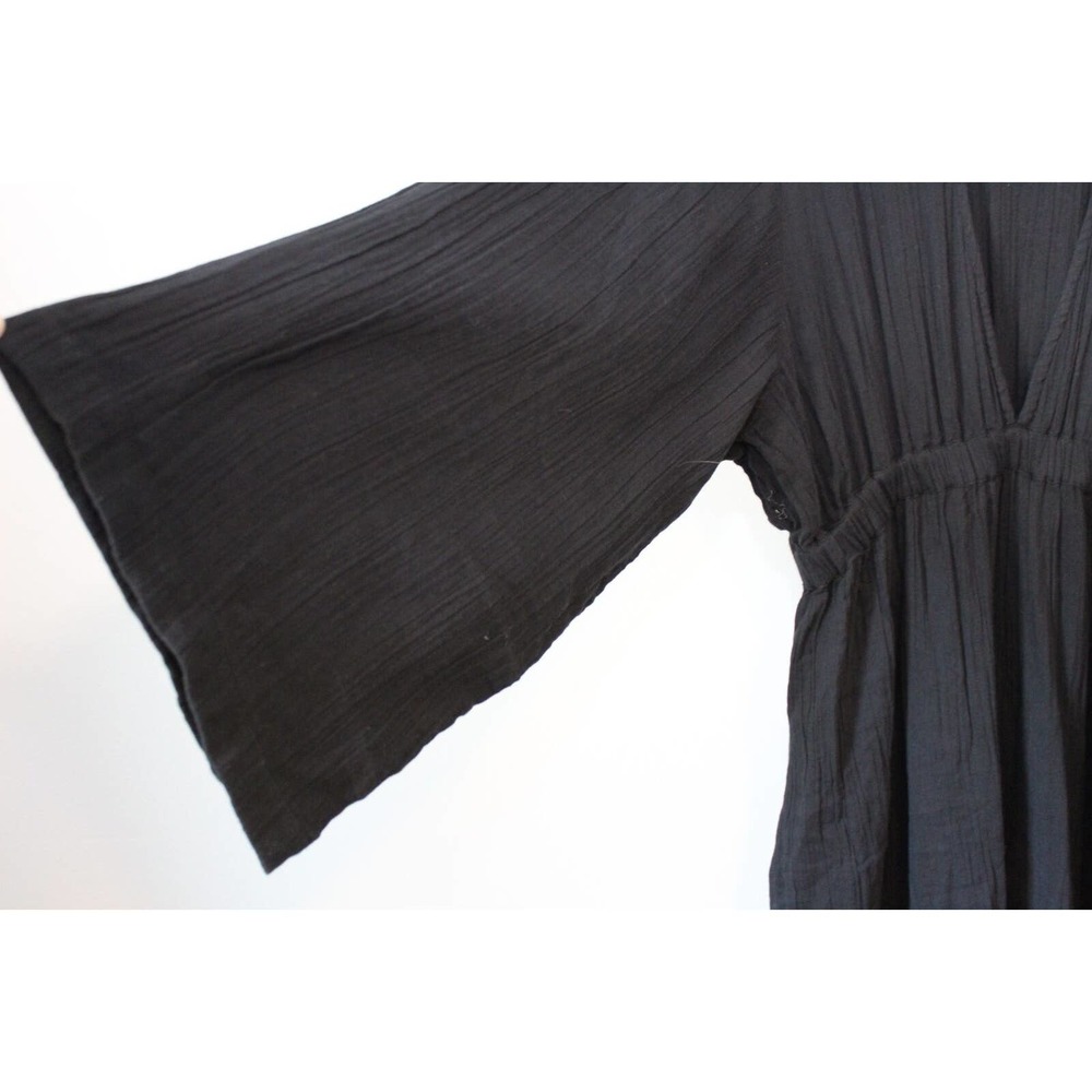 Mara Hoffman Blair Deep V-neck Long Sleeve Maxi Coverup Dress Black Large H14113 - Picture 7 of 16
